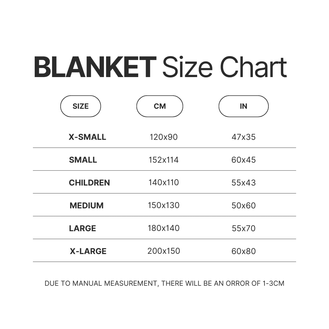 Blanket Size Chart - Blue Lock Gifts