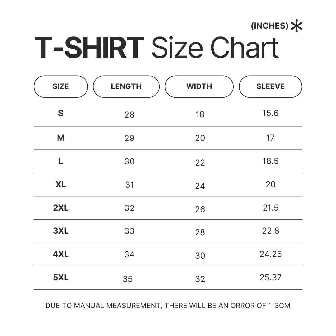 T shirt Size Chart - Blue Lock Gifts