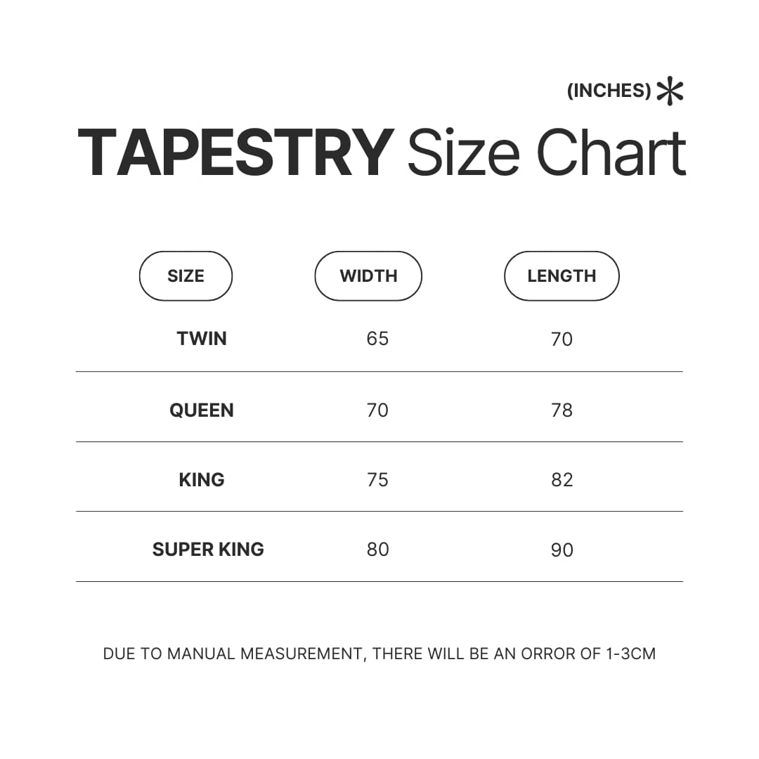 Tapestry Size Chart - Blue Lock Gifts