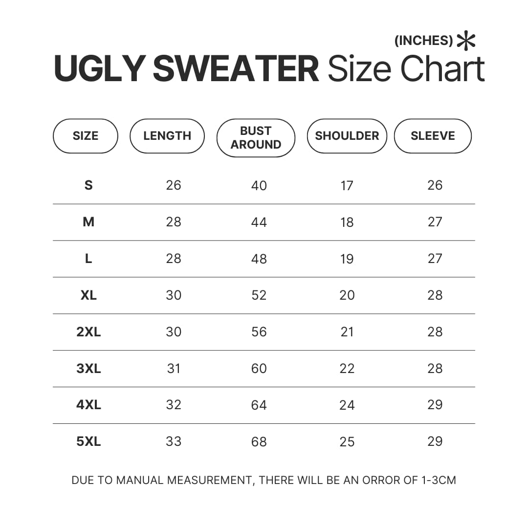 Ugly Sweater Size Chart - Blue Lock Gifts